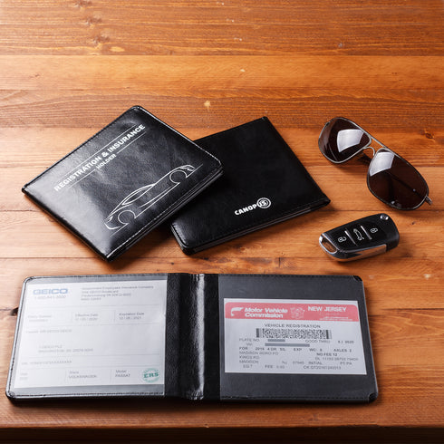 CANOPUS Car Registration and Insurance Holder with Magnetic Closure, Car Document Holder, Vehicle Glove Box Organizer, Wallet for Auto, Motorcycle, Truck, 1 Holder with 2 Sets of EZ Pass Strips